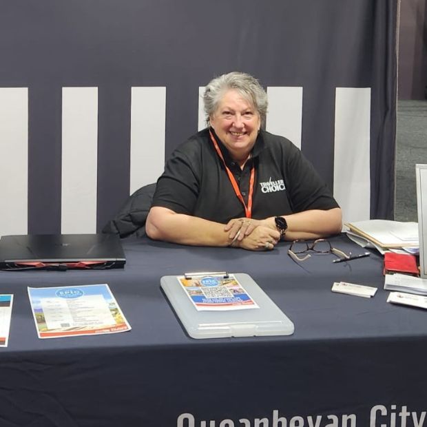 Volunteer Kathy Granger flew to Canberra from Burnie Travelcentre in Tasmania